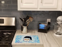 Load image into Gallery viewer, Novena Blue Santa Claus Glass Cutting Boards – Durable, Decorative Kitchen Art