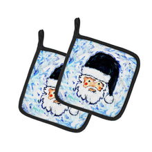 Load image into Gallery viewer, Novena Blue Santa Claus Pot Holders - Set of 2 Decorative Kitchen Helpers | Made in the USA
