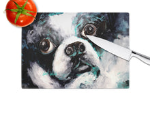 Load image into Gallery viewer, Boston Terrier Pretty Please Glass Cutting Boards – Durable, Decorative Kitchen Art