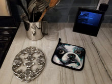 Load image into Gallery viewer, Boston Terrier Pretty Please Pot Holders - Set of 2 Decorative Kitchen Helpers | Made in the USA