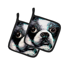 Load image into Gallery viewer, Boston Terrier Pretty Please Pot Holders - Set of 2 Decorative Kitchen Helpers | Made in the USA