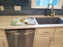 Load image into Gallery viewer, Red Fish On Map Dish Drying Mat – Absorbent, Artistic Kitchen Essentials