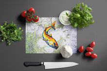 Load image into Gallery viewer, Red Fish On Map Glass Cutting Boards – Durable, Decorative Kitchen Art