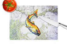 Load image into Gallery viewer, Red Fish On Map Glass Cutting Boards – Durable, Decorative Kitchen Art
