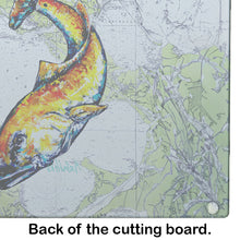 Load image into Gallery viewer, Red Fish On Map Glass Cutting Boards – Durable, Decorative Kitchen Art