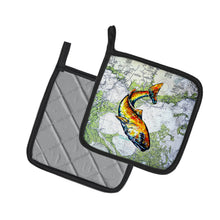 Load image into Gallery viewer, Red Fish On Map Pot Holders - Set of 2 Decorative Kitchen Helpers | Made in the USA