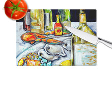 Load image into Gallery viewer, Sit A Spell Seafood Dinner Glass Cutting Boards – Durable, Decorative Kitchen Art