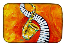Load image into Gallery viewer, Something Blues Saxaphone and Piano Dish Drying Mat – Absorbent, Artistic Kitchen Essentials