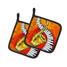Load image into Gallery viewer, Something Blues Saxaphone and Piano Pot Holders - Set of 2 Decorative Kitchen Helpers | Made in the USA