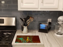 Load image into Gallery viewer, Stuck on Boo Grasshopper Glass Cutting Boards – Durable, Decorative Kitchen Art