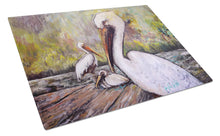 Load image into Gallery viewer, Three Pelicans on a Pier Glass Cutting Boards – Durable, Decorative Kitchen Art