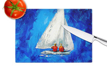 Load image into Gallery viewer, Twos Company Sailboat Glass Cutting Boards – Durable, Decorative Kitchen Art