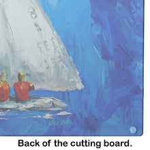 Load image into Gallery viewer, Twos Company Sailboat Glass Cutting Boards – Durable, Decorative Kitchen Art