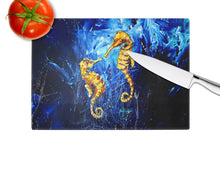 Load image into Gallery viewer, Seahorses Two To Tango Glass Cutting Boards – Durable, Decorative Kitchen Art