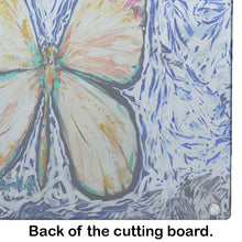 Load image into Gallery viewer, Butterfly Violet Tip Glass Cutting Boards – Durable, Decorative Kitchen Art