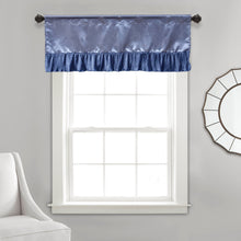 Load image into Gallery viewer, Tache Satin Ruffle Sweet Victorian Window Curtain Tailored Valance 18x52" Blue (MZ002)