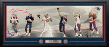 Load image into Gallery viewer, Mac Jones New England Patriots Autographed 10" x 30" Framed Football Panorama Collage Photo