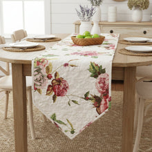 Load image into Gallery viewer, DaDa Bedding Romantic Roses Pink White Lovely Floral Quilted Dining Table Runner (879)