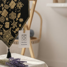 Load image into Gallery viewer, DaDa Bedding Magical Golden Reindeer Woven Tapestry Dining Table Runner (18272)