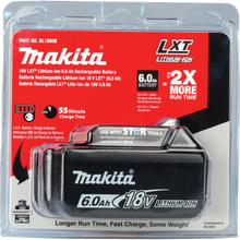 Load image into Gallery viewer, Makita BL1860B 18V LXT® Lithium‑Ion 6.0Ah Battery