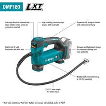 Load image into Gallery viewer, Makita DMP180ZX 18V LXT Lithium Ion Cordless Inflator
