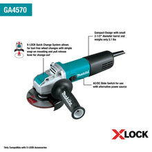 Load image into Gallery viewer, Makita GA4570 4-1/2" X-LOCK Angle Grinder