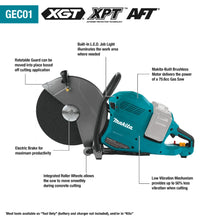 Load image into Gallery viewer, Makita GEC01PL4 80V max (40V max X2) XGT® Brushless 14" Power Cutter Kit with 4 Batteries, AFT®, Electric Brake (8.0Ah)