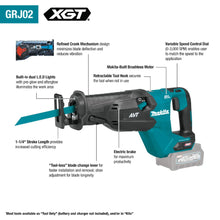 Load image into Gallery viewer, Makita GRJ02M1 40V max XGT® Brushless Cordless AVT® Orbital Recipro Saw Kit (4.0Ah)