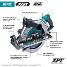 Load image into Gallery viewer, Makita GSR02M1 40V max XGT® Brushless Cordless Rear Handle 10‑1/4" Circular Saw Kit, AWS® Capable (4.0Ah)