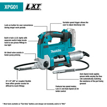 Load image into Gallery viewer, Makita XPG01Z 18V LXT Lithium-Ion Cordless Grease Gun