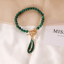 Load image into Gallery viewer, Malachite Pearl &amp; Leaf Elegant Bracelet