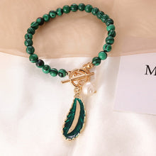 Load image into Gallery viewer, Malachite Pearl &amp; Leaf Elegant Bracelet