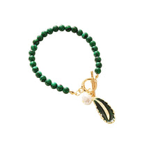 Load image into Gallery viewer, Malachite Pearl &amp; Leaf Elegant Bracelet
