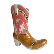 Load image into Gallery viewer, Two Tone Monogrammed Cowboy Boot Vase
