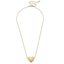 Load image into Gallery viewer, Margo Puffy Heart Necklace in Worn Gold | Bead Chain Style Pendant Fashion Jewelry
