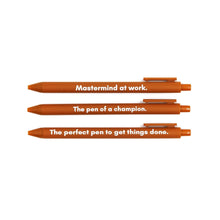 Load image into Gallery viewer, Mastermind Pen Set 🏆 | Gel Click Pen Gift Set | 3 Pens in Caramel