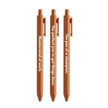 Load image into Gallery viewer, Mastermind Pen Set 🏆 | Gel Click Pen Gift Set | 3 Pens in Caramel