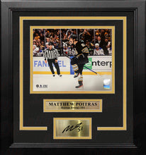 Load image into Gallery viewer, Matthew Poitras Celebration Boston Bruins 16" x 20" Framed Hockey Photo with Engraved Autograph