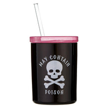 Load image into Gallery viewer, May Contain Poison Glass Double Old Fashioned with Lid and Straw | Halloween Spooky Tumbler