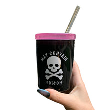 Load image into Gallery viewer, May Contain Poison Glass Double Old Fashioned with Lid and Straw | Halloween Spooky Tumbler