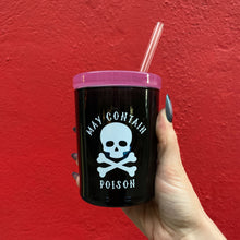 Load image into Gallery viewer, May Contain Poison Glass Double Old Fashioned with Lid and Straw | Halloween Spooky Tumbler