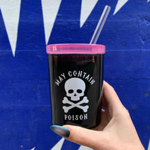 Load image into Gallery viewer, May Contain Poison Glass Double Old Fashioned with Lid and Straw | Halloween Spooky Tumbler