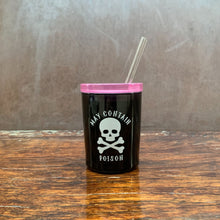 Load image into Gallery viewer, May Contain Poison Glass Double Old Fashioned with Lid and Straw | Halloween Spooky Tumbler