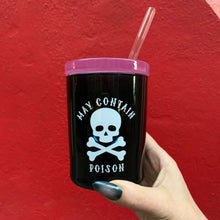Load image into Gallery viewer, May Contain Poison Glass Double Old Fashioned with Lid and Straw | Halloween Spooky Tumbler