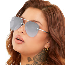 Load image into Gallery viewer, Smaller Megan 2 - Silver Metal Aviator Sunglasses