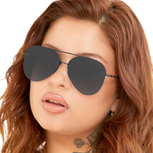 Load image into Gallery viewer, Smaller Megan 2 Jet Black- Tangle Free Aviator Sunglasses