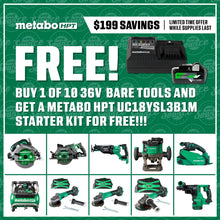 Load image into Gallery viewer, Metabo HPT UC18YSL3B1M 36V/18V MultiVolt Lithium Ion Slide Battery and Charger Starter Kit (4.0Ah/8.0Ah)