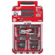 Load image into Gallery viewer, Milwaukee 49-66-6802 SHOCKWAVE Impact Duty™ Socket 1/2” Dr 15PC SAE PACKOUT Set