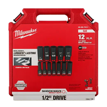 Load image into Gallery viewer, Milwaukee 49-66-7011 12PCSHOCKWAVE Impact Duty™ 1/2" Drive SAE Deep 6 Point Socket Set