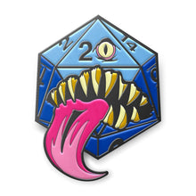 Load image into Gallery viewer, Mimic Die - Hard Enamel Adventure Dice Pin Metal by Norse Foundry
